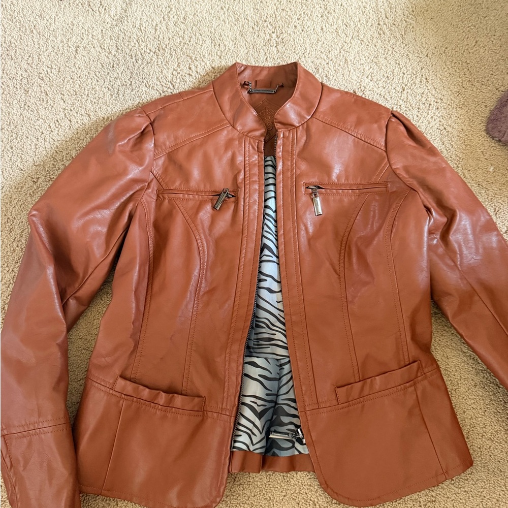 Jou Jou Leather Jacket in Burnt Orange